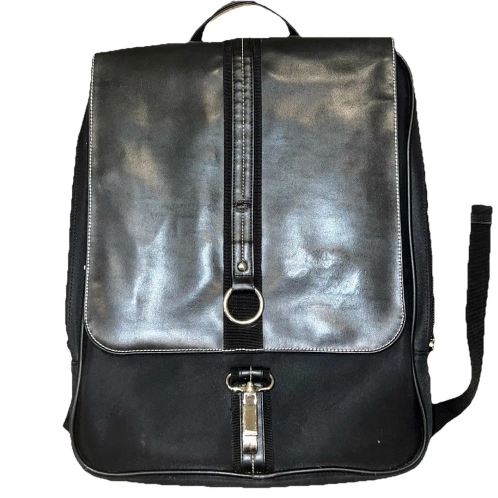 LEATHER SUPREME QUALITY PADDED PROTECTION LAPTOP TABLET BACKPACK - BLACK